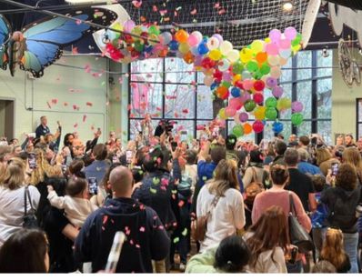 guests celebrating the new year at the Children's Museum