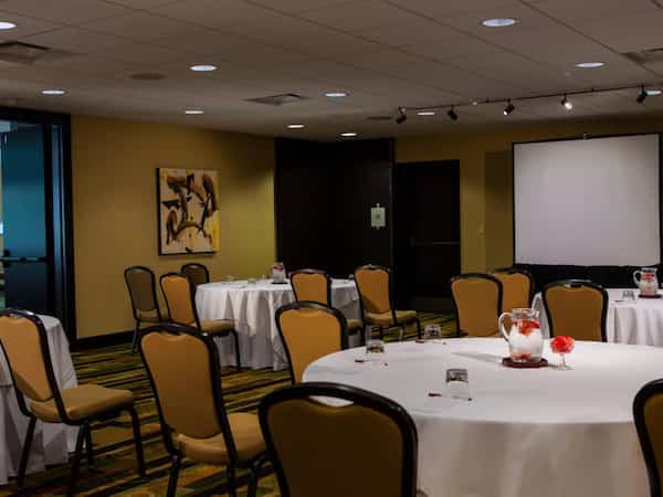 meeting room with banquet tables