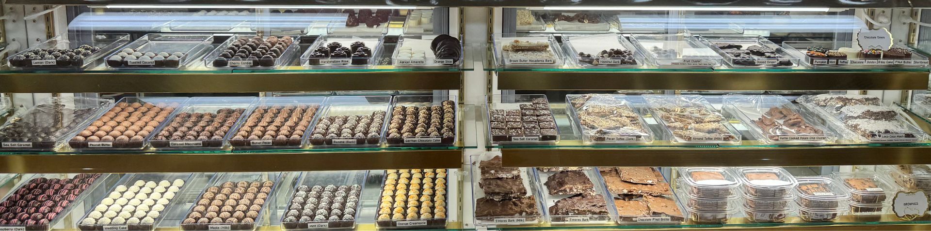 close-up of chocolate display