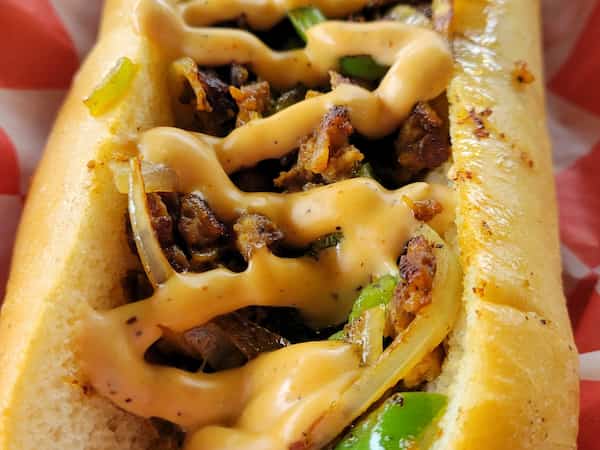 close-up of a sandwich in hot dog bun
