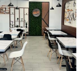 restaurant seating and decor