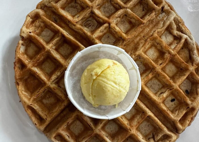 giant waffle with butter