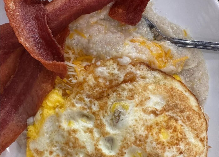 fried eggs and bacon