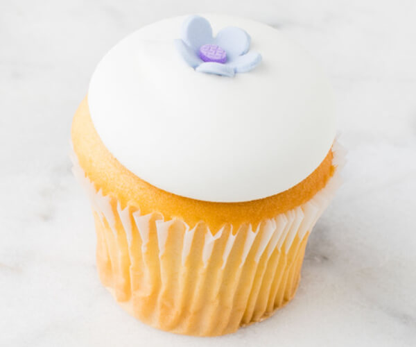 vanilla cupcake with flower detail