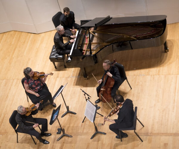 aerial view of musical quintet