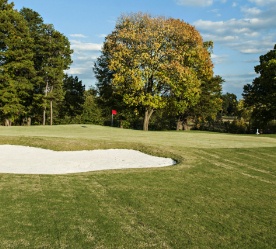 golf course flag and sand pit