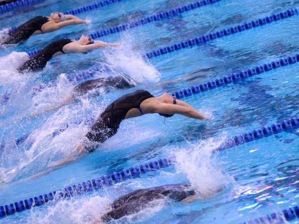 swimmers diving backwards