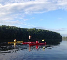 Kayakers on lake