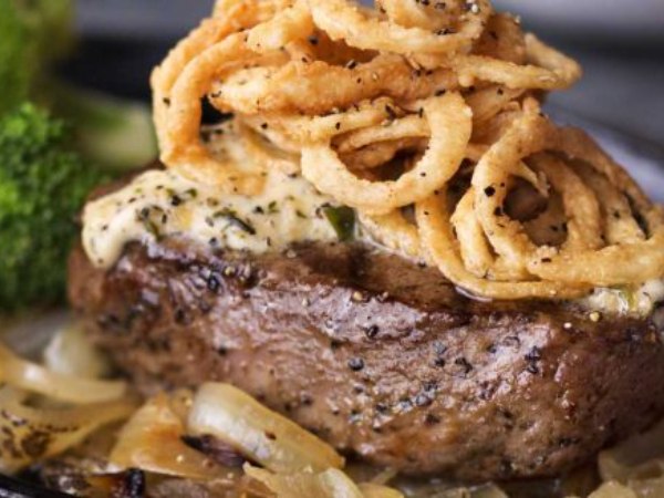 Steak and fried onions