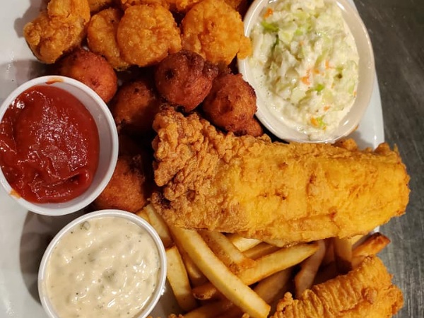 Fried fish and sides