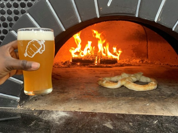 beer and wood fire pretzel
