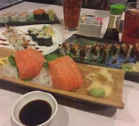assortment of sushi plates offered